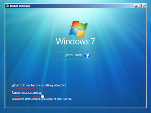When the Windows 7 screen came