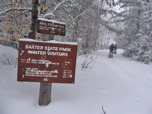 Baxter State Park winter trail.