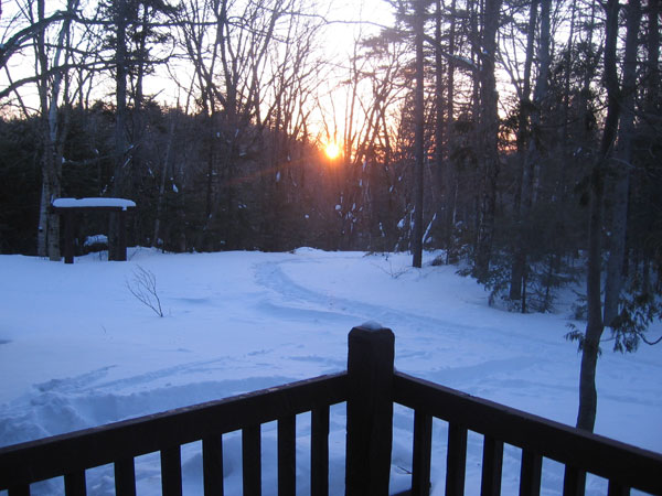 Sunrise at Roaring Brook Cabin.