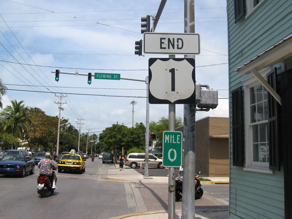 The end of US 1 which runs from Fort Kent, Maine to Key West.